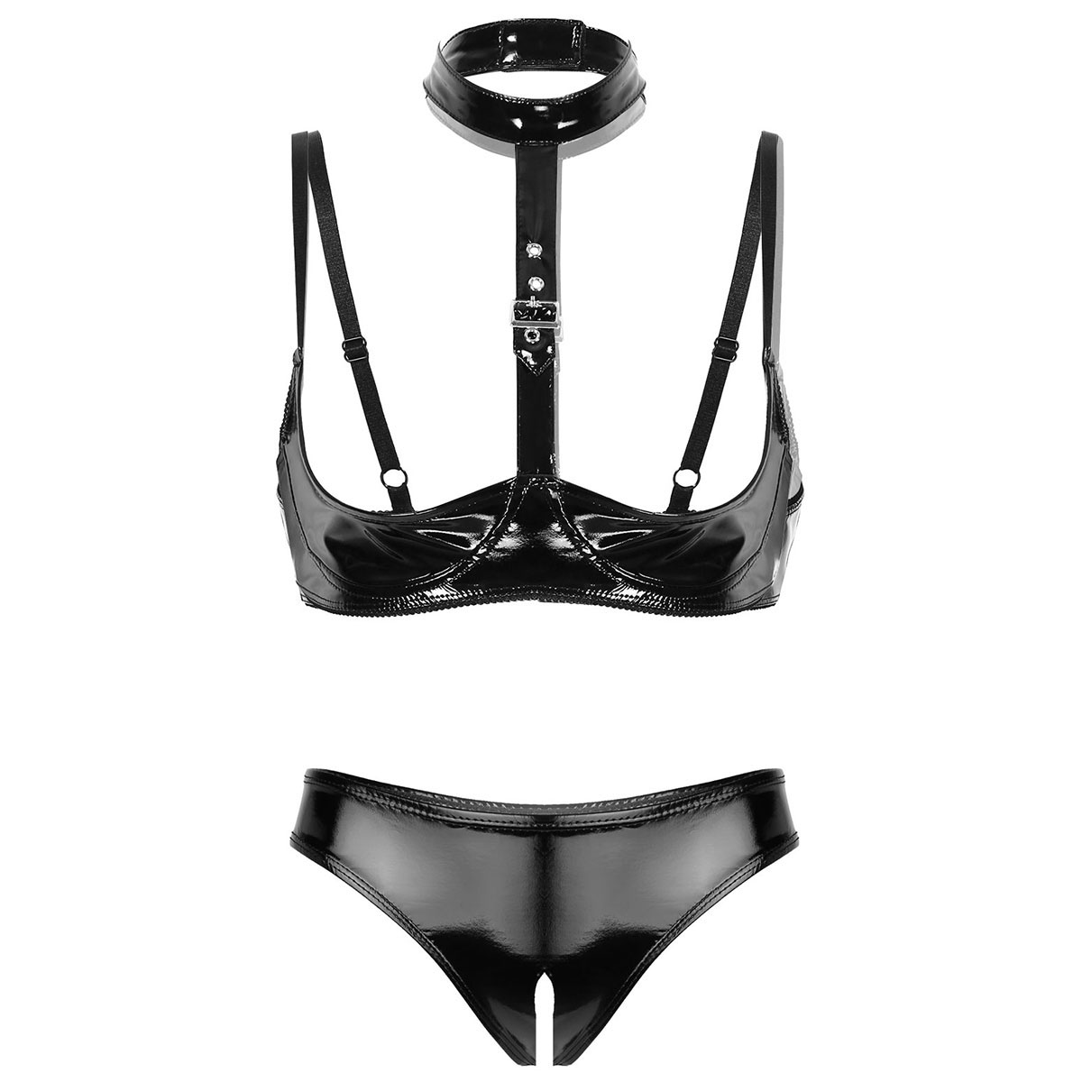 Womens Patent Leather Lingerie - مراجعة Bralette Triangle Set وسعره