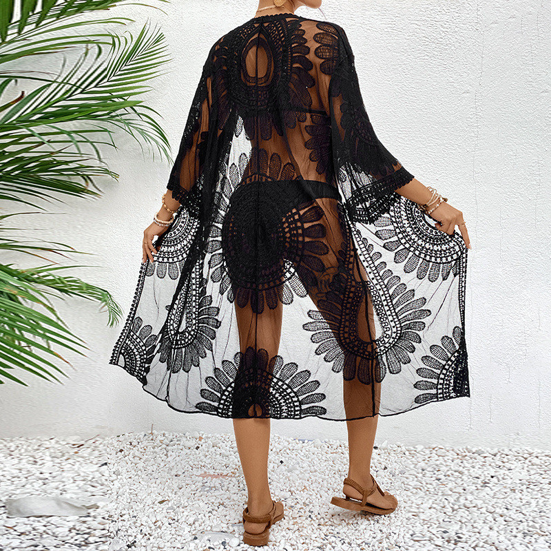 Illusion Sheer Beach Cover 202 - مراجعة Kimono Sheer Floral وسعره