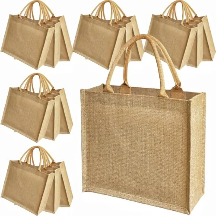 15 Pack Burlap Tote Bags 12x12 - مراجعة Tote Bag Beach وسعره