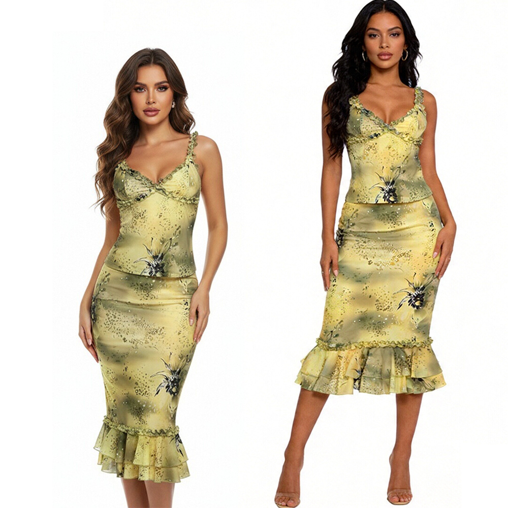 Women's Dress 2 Piece Floral P - مراجعة Midi Skirt Floral وسعره