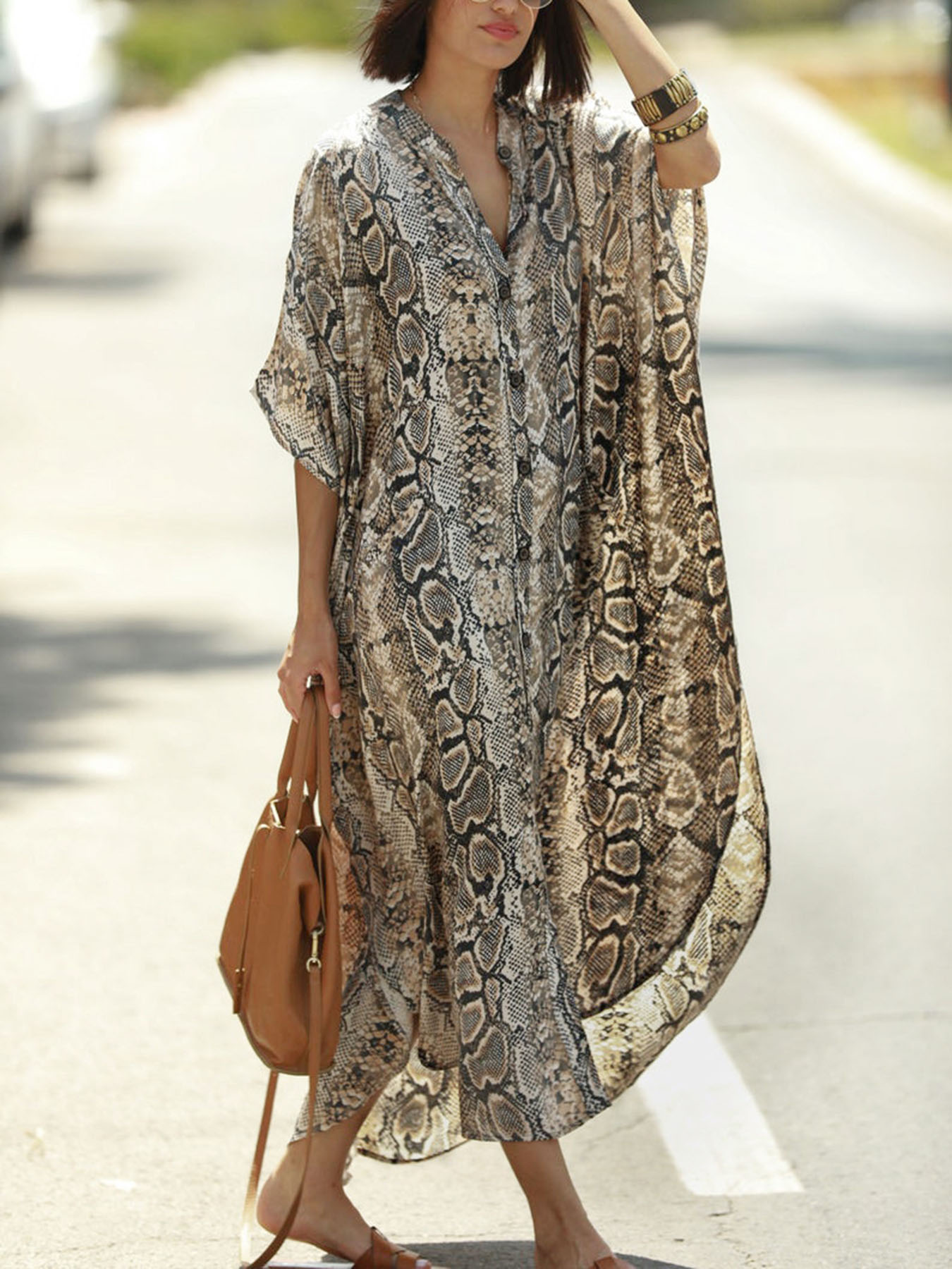 Bohemian Print Beach Cover-Up  - مراجعة Cover Up Kaftan وسعره