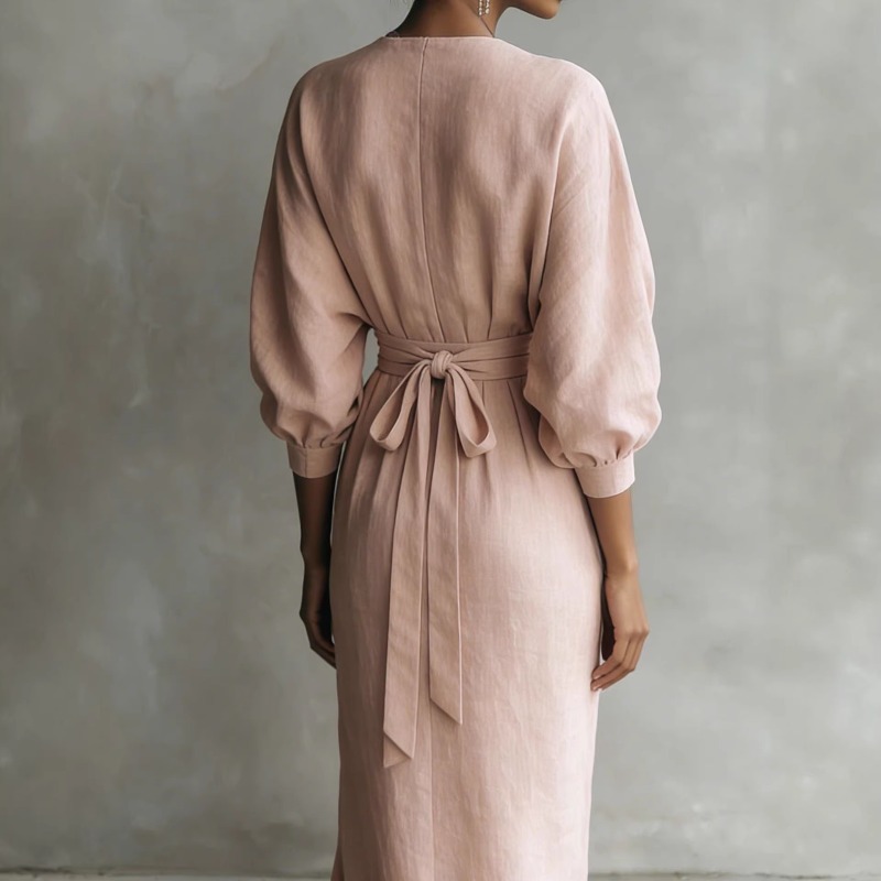 Women's Pink Linen Wrap Maxi D - مراجعة Linen Dress Wrap وسعره