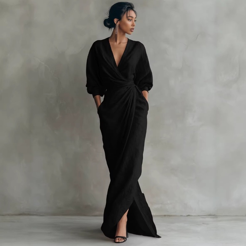 Women's Pink Linen Wrap Maxi D - مراجعة Linen Dress Wrap وسعره