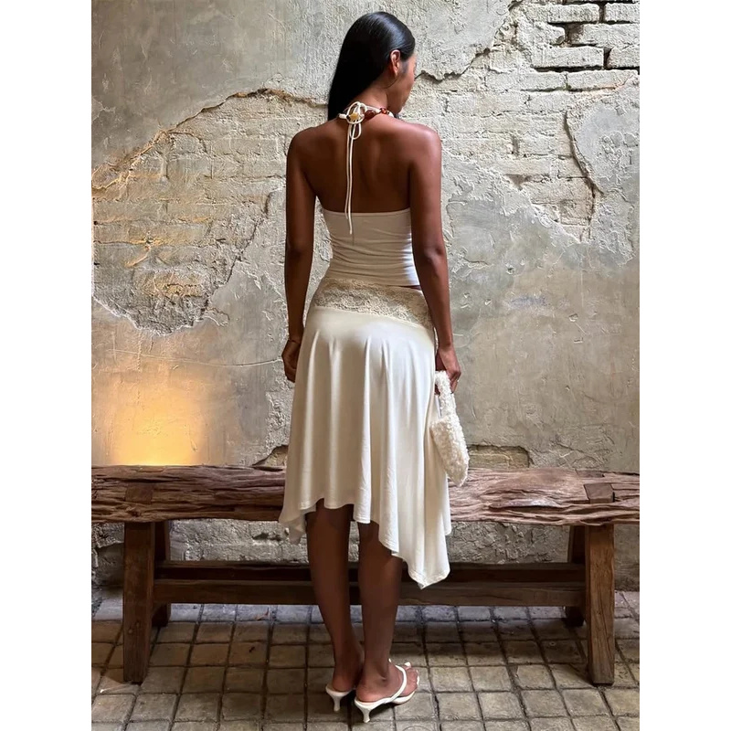 Sexy Lace Patchwork Sling Top  - مراجعة Maxi Dress Halter وسعره