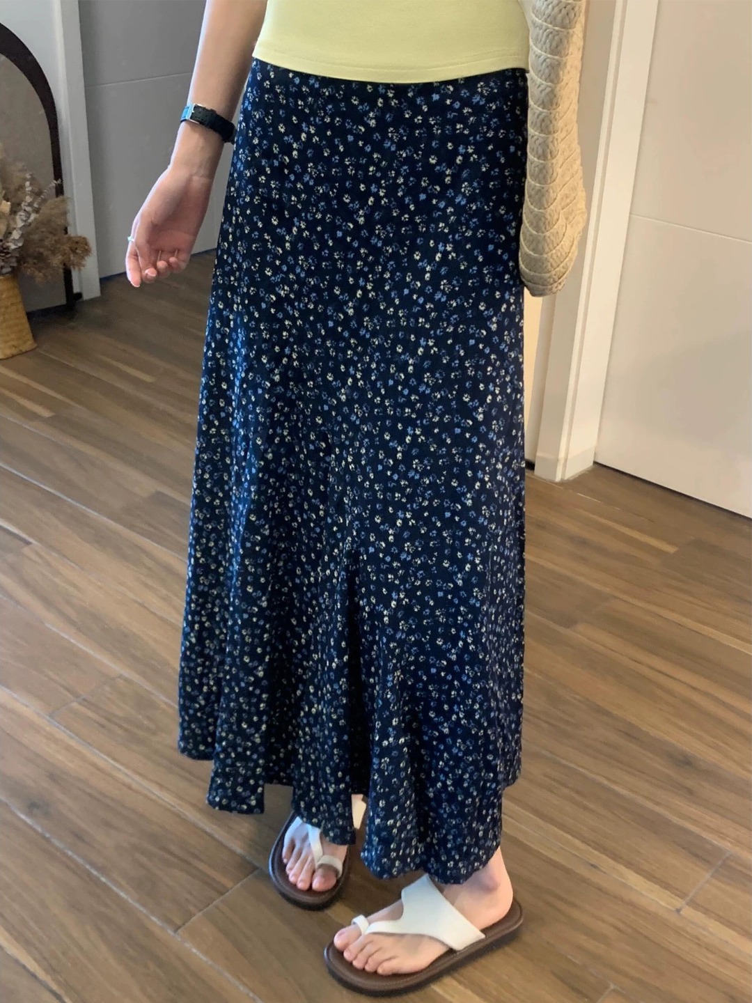 plus Size Floral Print High Wa - مراجعة Midi Skirt Floral وسعره