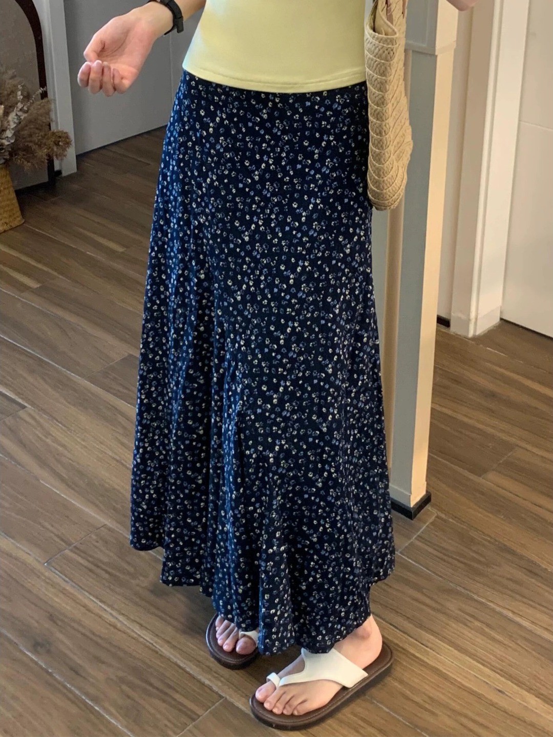 plus Size Floral Print High Wa - مراجعة Midi Skirt Floral وسعره