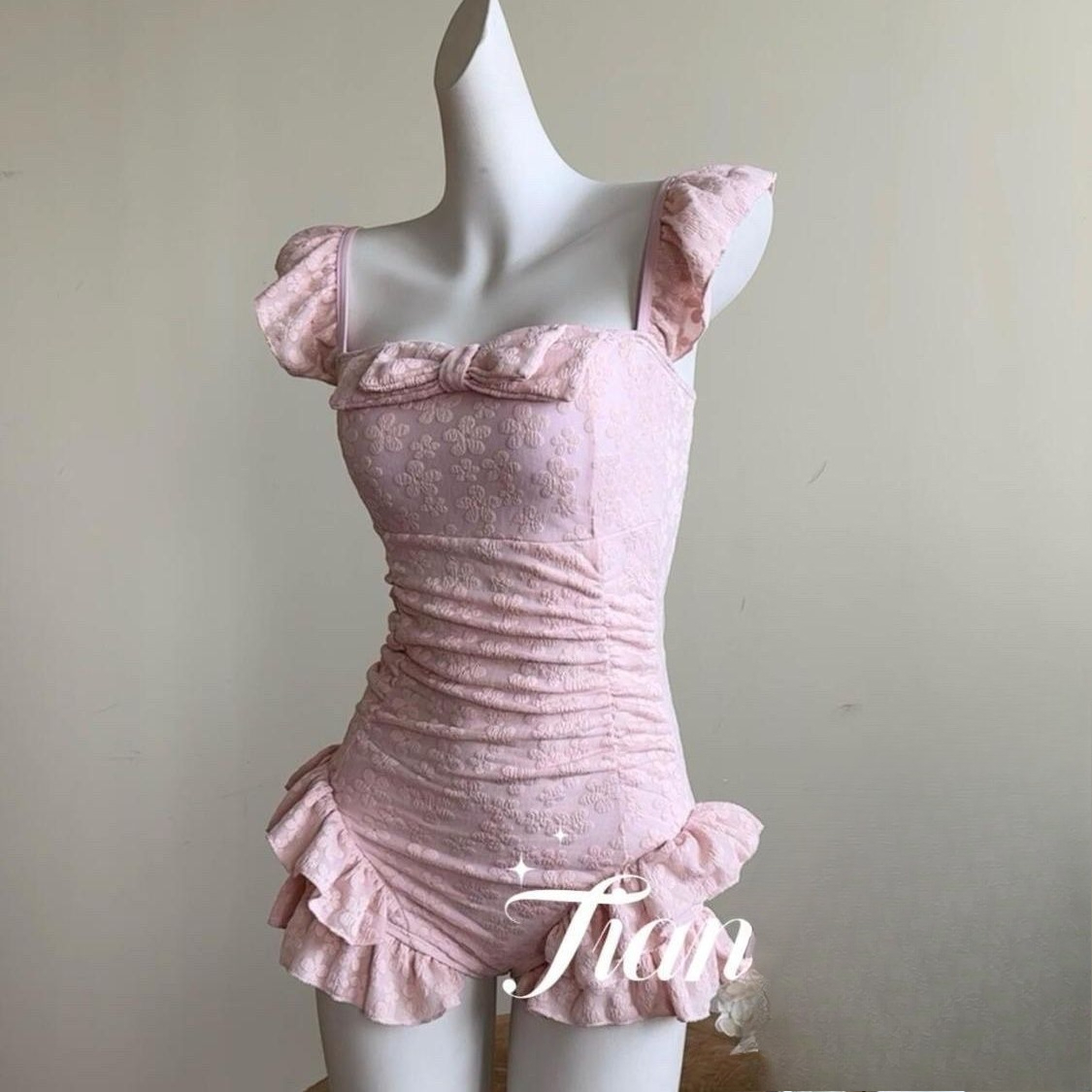 Swimsuit Women Pink Jacquard F - مراجعة Swimsuit Bikini Ruched وسعره