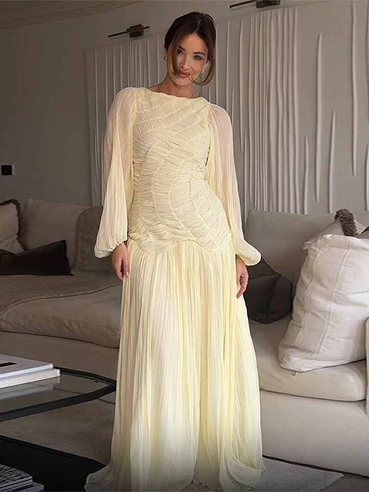 BWQ Elegant Chiffon Pleated Lo - مراجعة Linen Dress Wrap وسعره