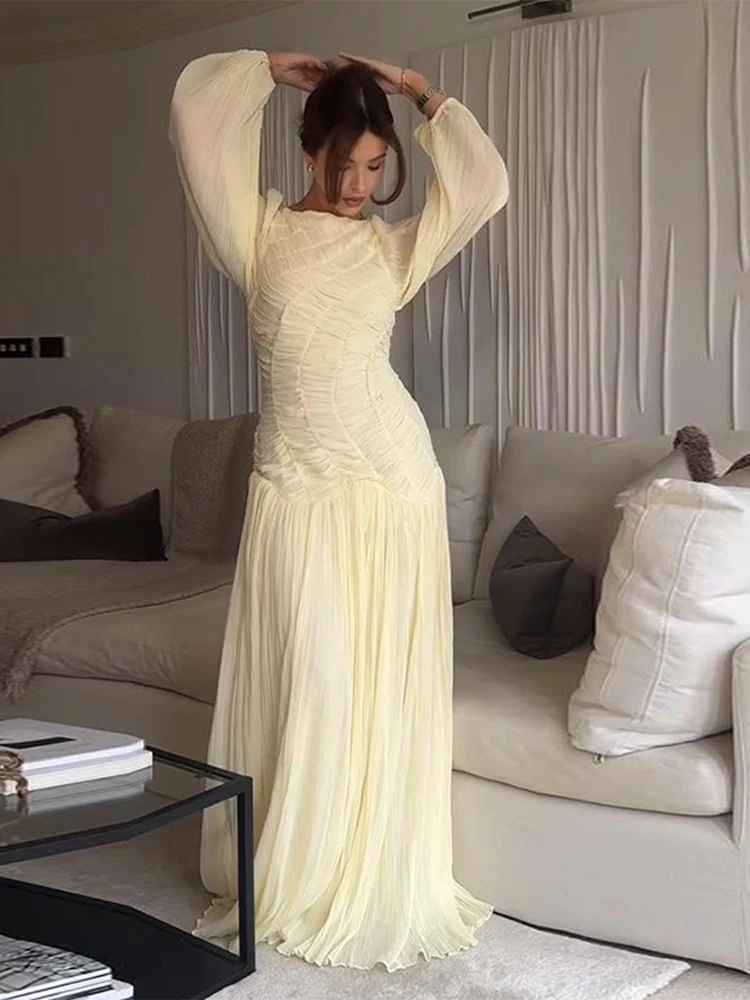 BWQ Elegant Chiffon Pleated Lo - مراجعة Linen Dress Wrap وسعره