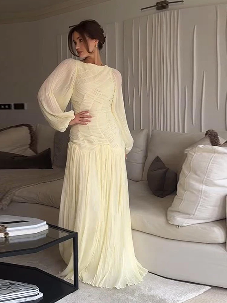 BWQ Elegant Chiffon Pleated Lo - مراجعة Linen Dress Wrap وسعره