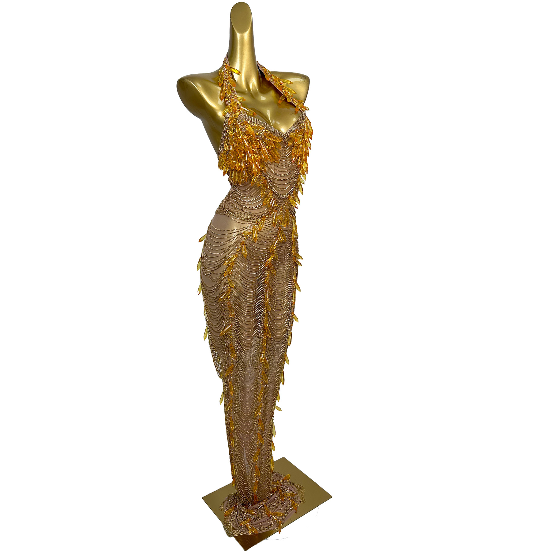 Ailisi Women Luxury Gold Cryst - مراجعة Maxi Dress Halter وسعره
