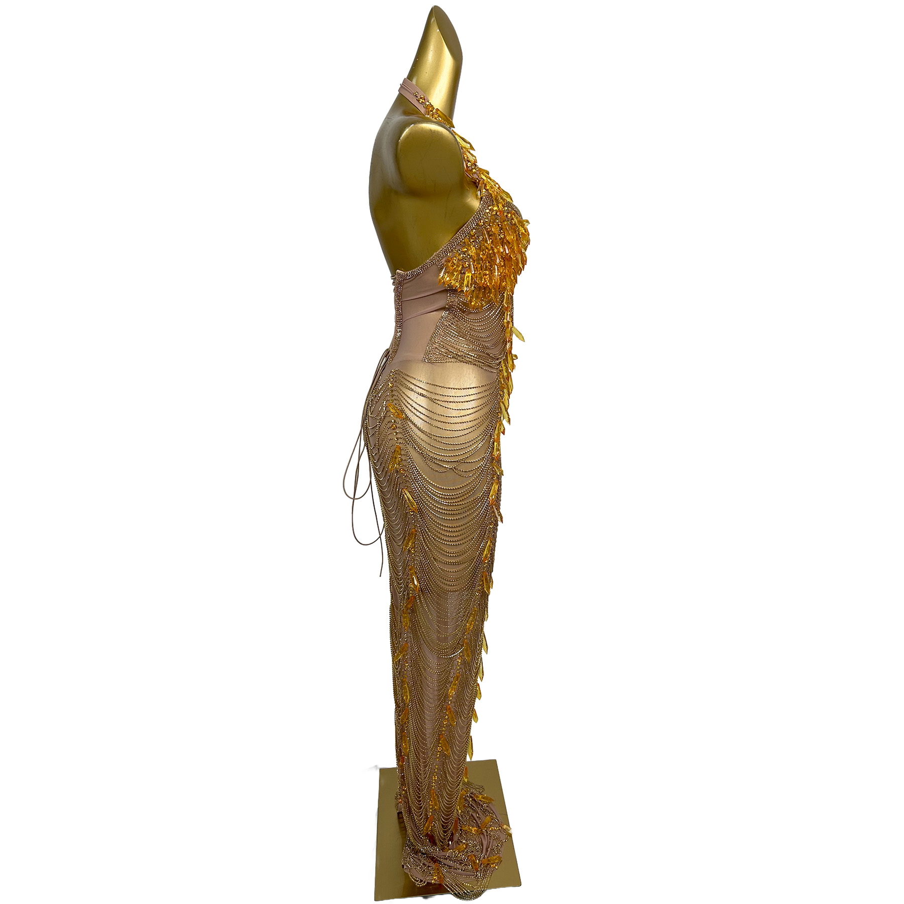 Ailisi Women Luxury Gold Cryst - مراجعة Maxi Dress Halter وسعره
