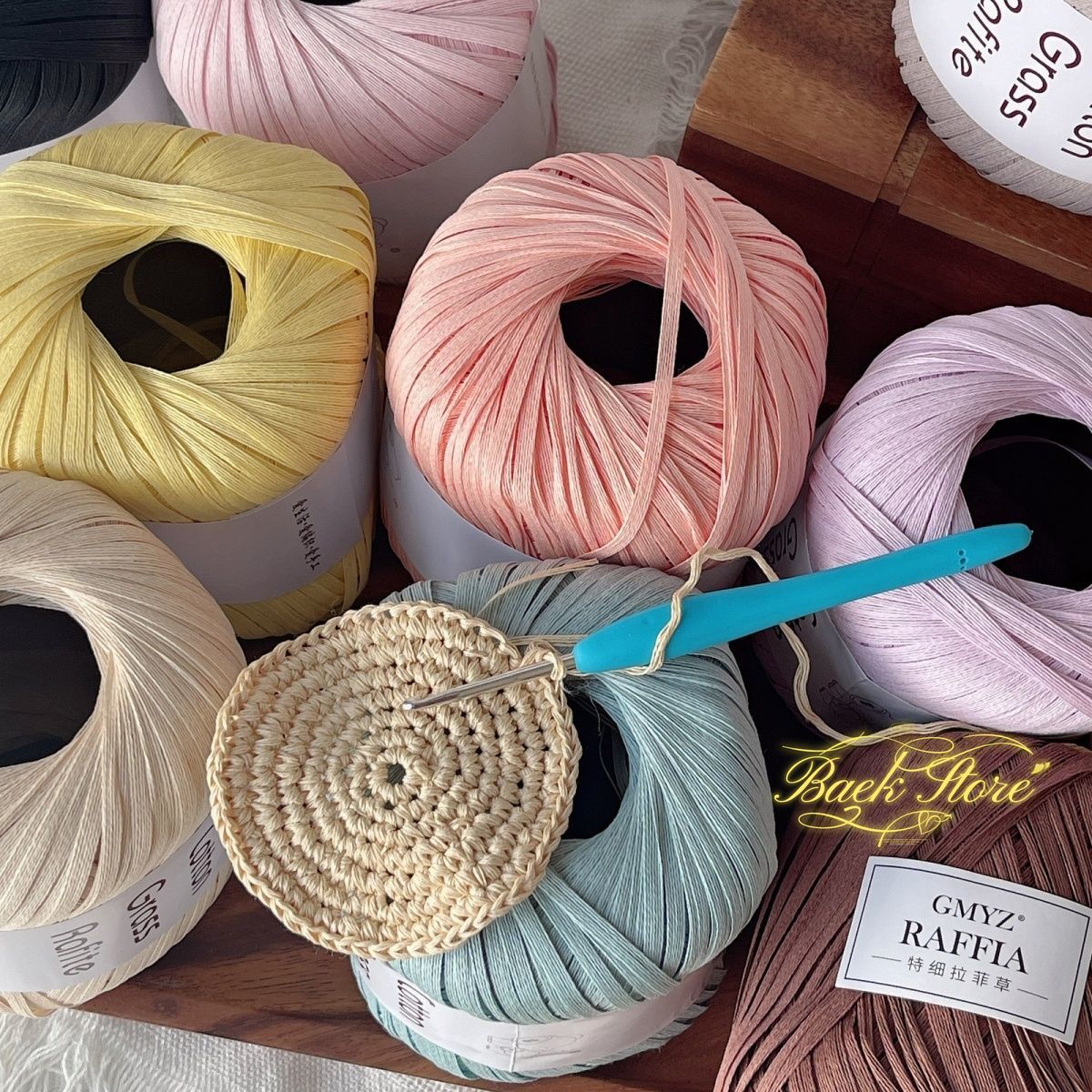 102M/roll Multicolor Raffia Ya - مراجعة Crochet Bag Raffia وسعره