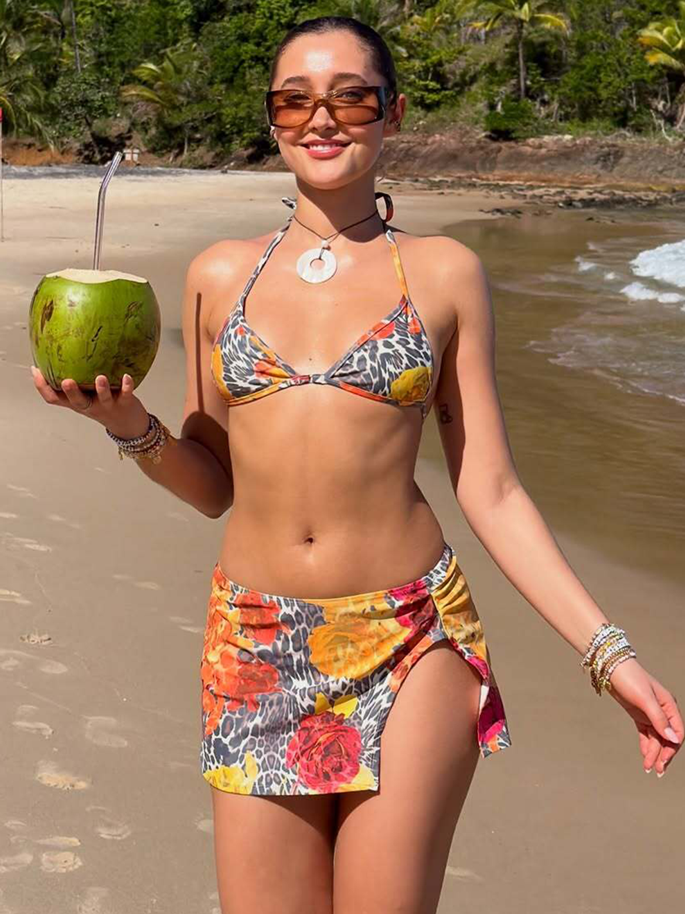 Hugcitar Polka Dot Print 3 Pie - مراجعة Swimsuit Bikini Ruched وسعره