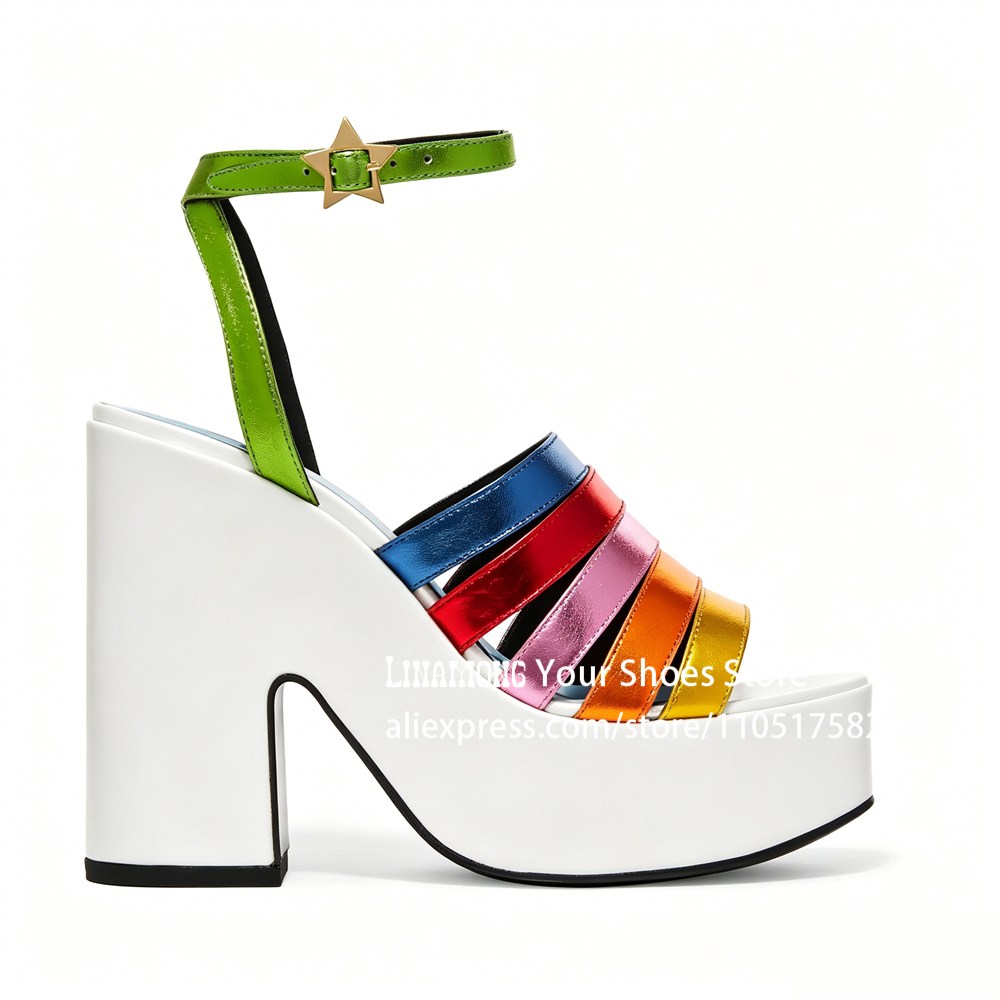 Multicolor Strappy Chunky Heel - مراجعة Sandal Strappy Heeled وسعره