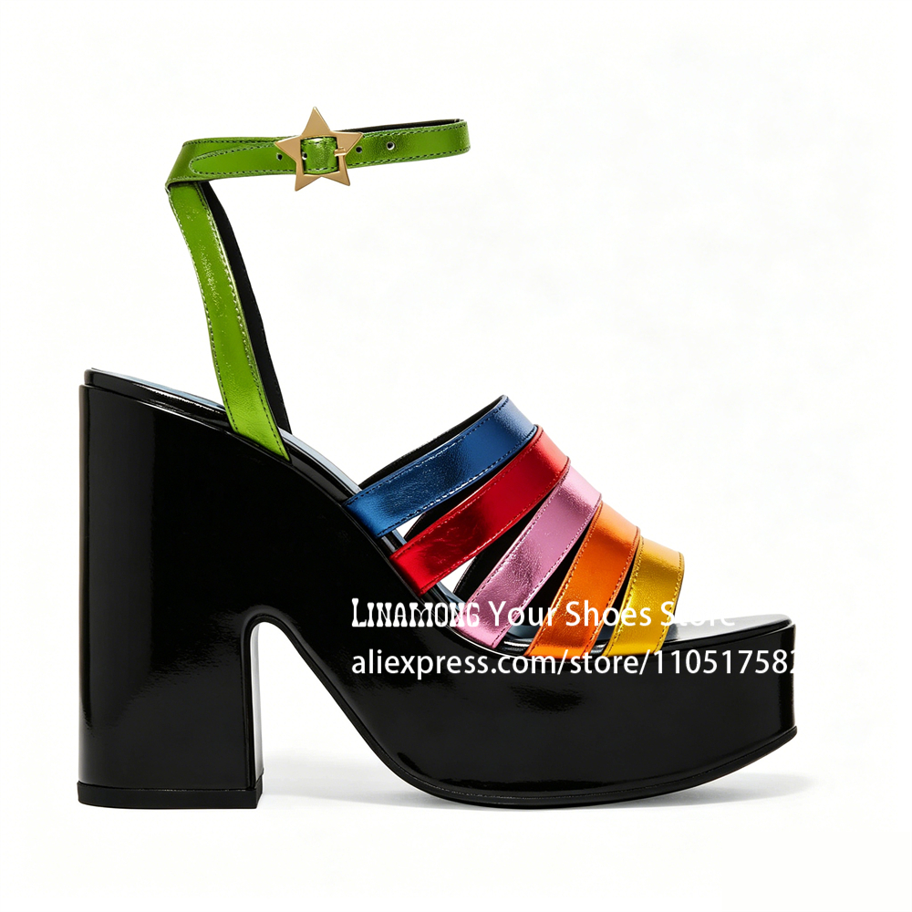 Multicolor Strappy Chunky Heel - مراجعة Sandal Strappy Heeled وسعره