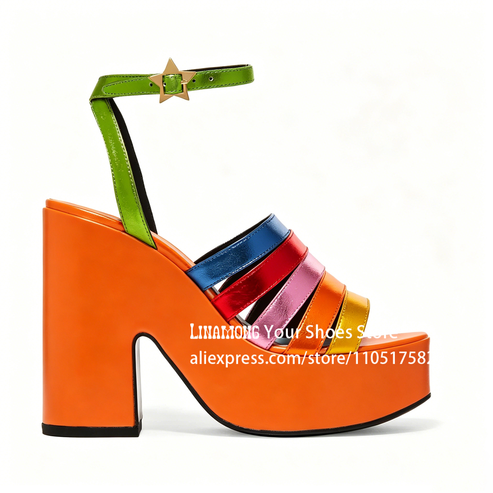 Multicolor Strappy Chunky Heel - مراجعة Sandal Strappy Heeled وسعره