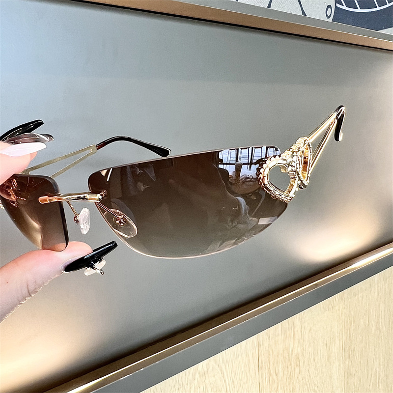 New Oval Cat Eye Frameless Mer - مراجعة Sunglasses Cat Eye وسعره