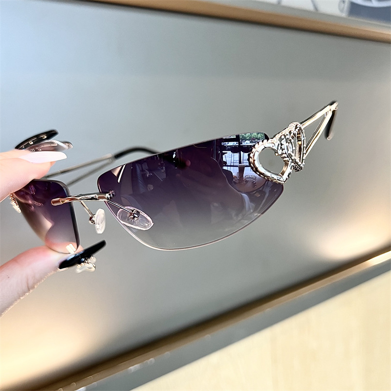 New Oval Cat Eye Frameless Mer - مراجعة Sunglasses Cat Eye وسعره