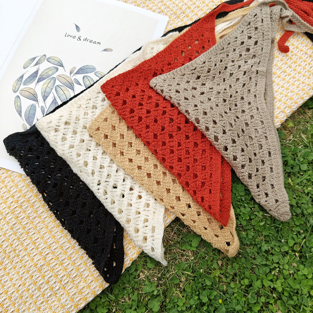 Crochet Triangle Hair Scarf Ho - مراجعة Headband Summer Knit وسعره