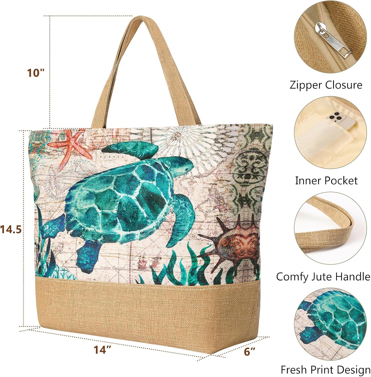 Large Beach Bag for Women with - مراجعة Tote Bag Beach وسعره