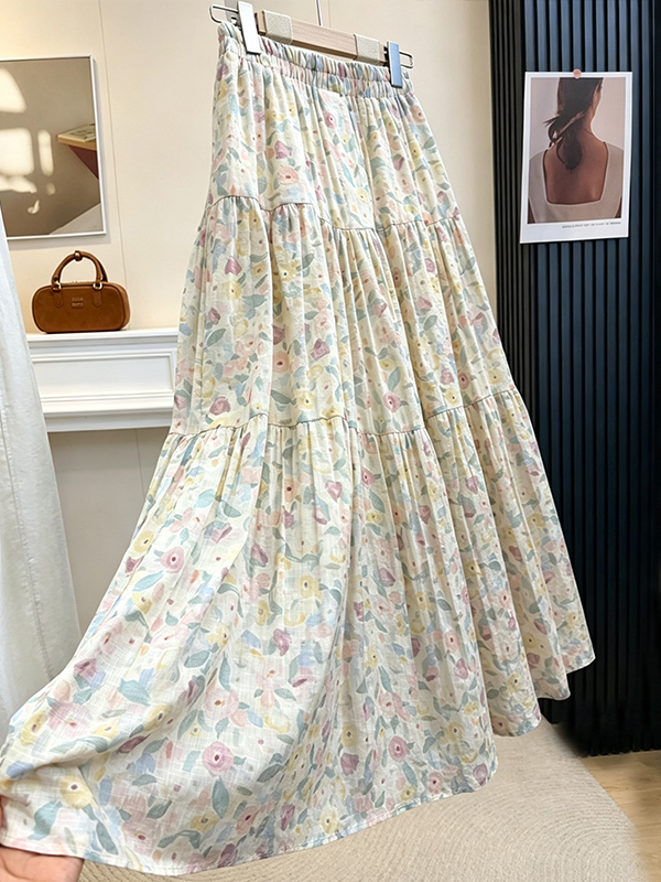 Summer Floral Print A-Line Mid - مراجعة Midi Skirt Floral وسعره