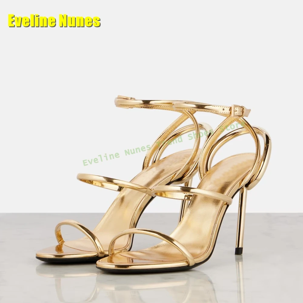 Golden Strappy Metallic Leathe - مراجعة Sandal Strappy Heeled وسعره
