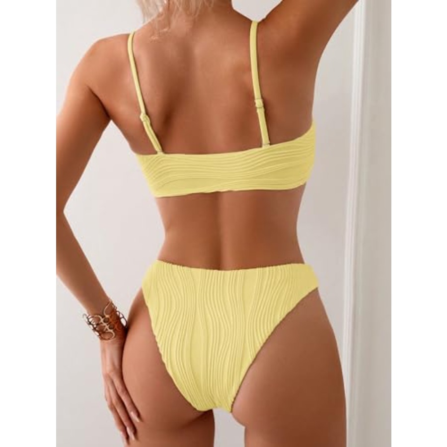 Fanuerg Women's Ribbed Bikini  - مراجعة Swimsuit Bikini Ruched وسعره