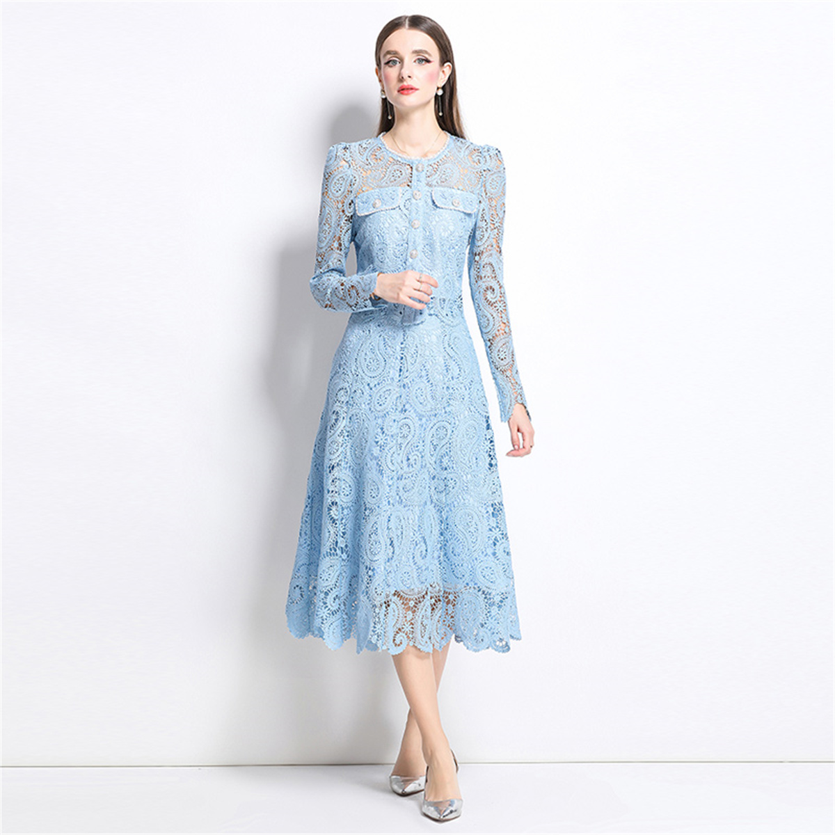 Spring Sweet Lace Flower Embro - مراجعة Midi Skirt Floral وسعره