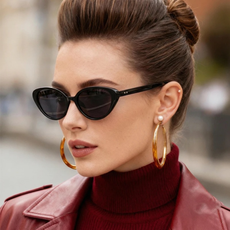 Rivets Brown Fashion Cat Eye S - مراجعة Sunglasses Cat Eye وسعره