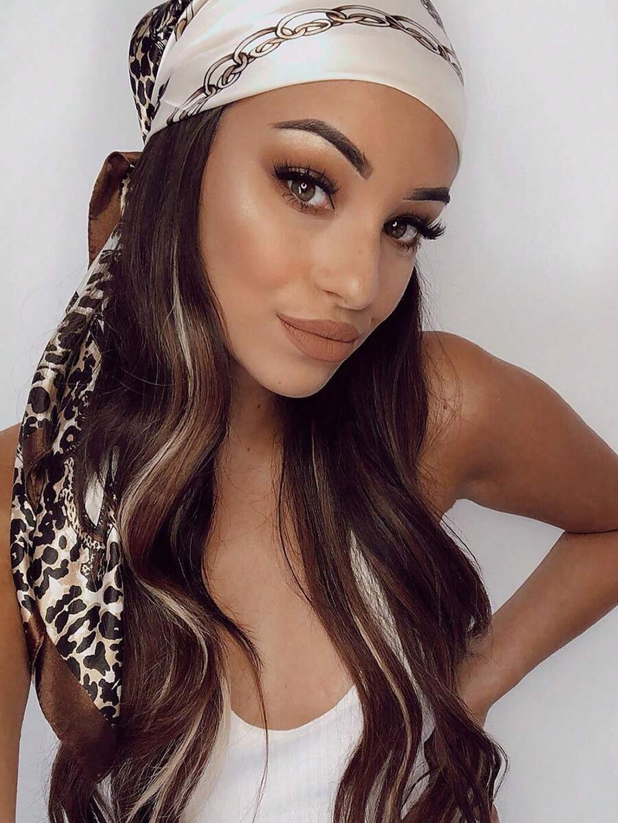 1pc Leopard Print Chain & Flor - مراجعة Headband Summer Knit وسعره
