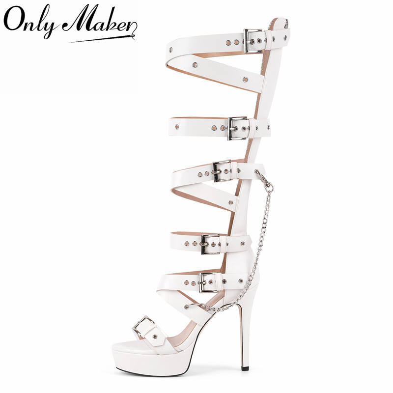 Onlymaker Platform Knee High E - مراجعة Sandal Strappy Heeled وسعره