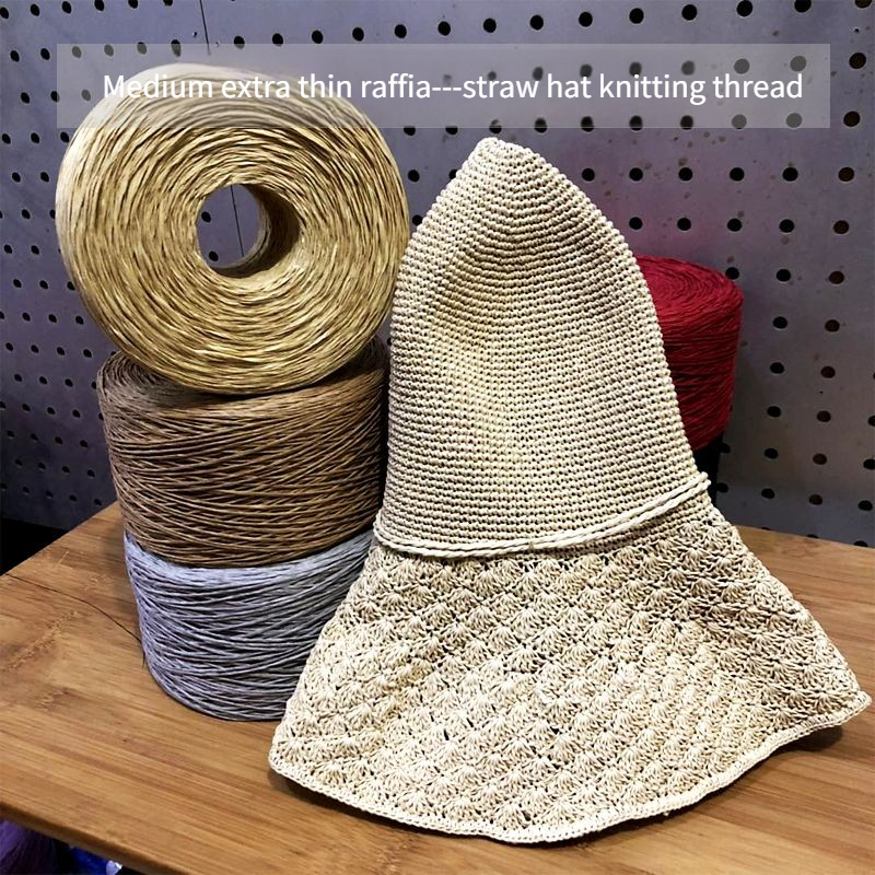 250g/pcs Thin Flat Raffia Yarn - مراجعة Crochet Bag Raffia وسعره