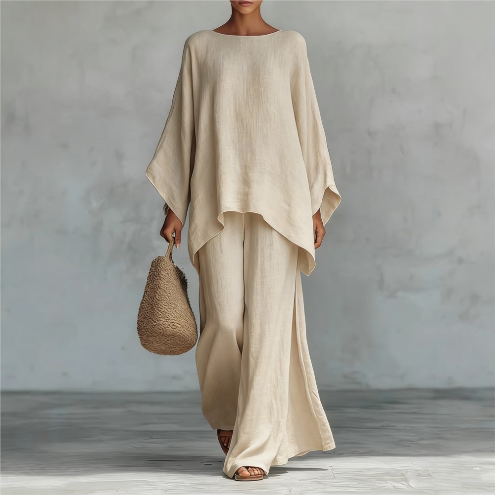 Fashion Linen Loose Long-sleev - مراجعة Linen Pant Wide وسعره