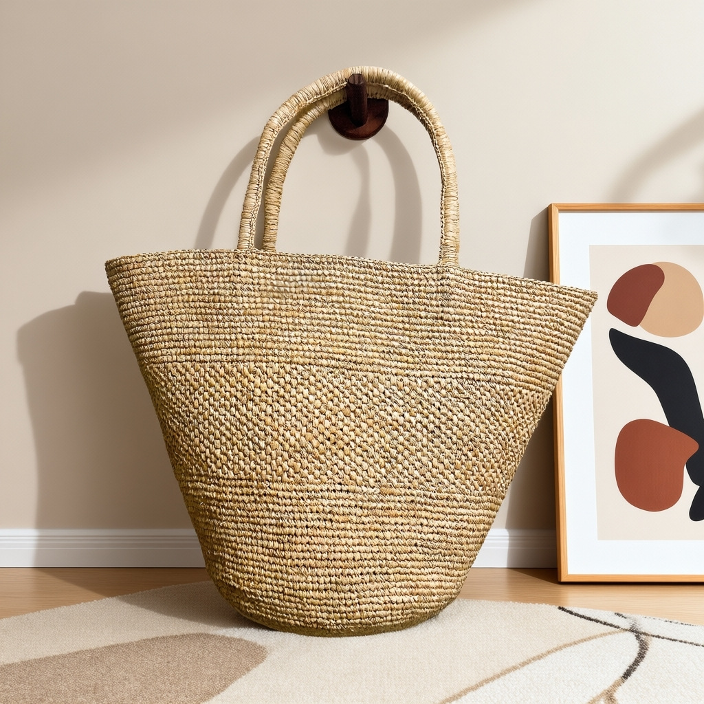 Large Capacity Raffia Straw Ba - مراجعة Crochet Bag Raffia وسعره