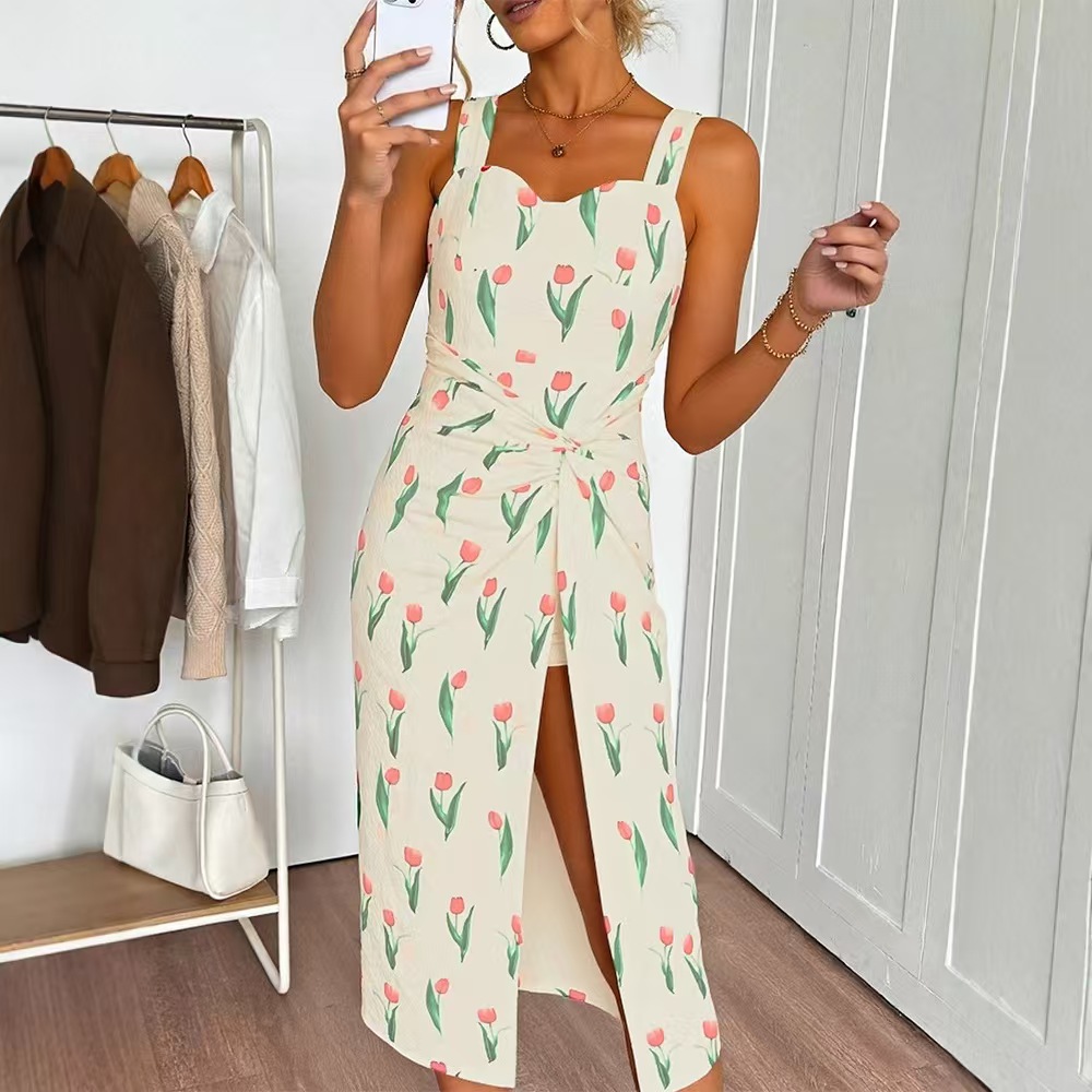 Fashionable Floral Print Crop  - مراجعة Midi Skirt Floral وسعره