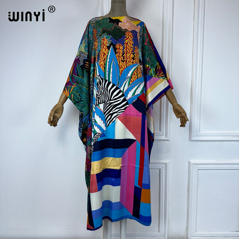 WINYI new high quality Print k - مراجعة Cover Up Kaftan وسعره