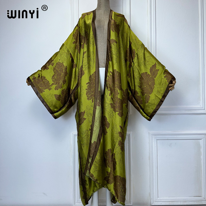 WINYI Africa boho print Kimono - مراجعة Cover Up Kaftan وسعره