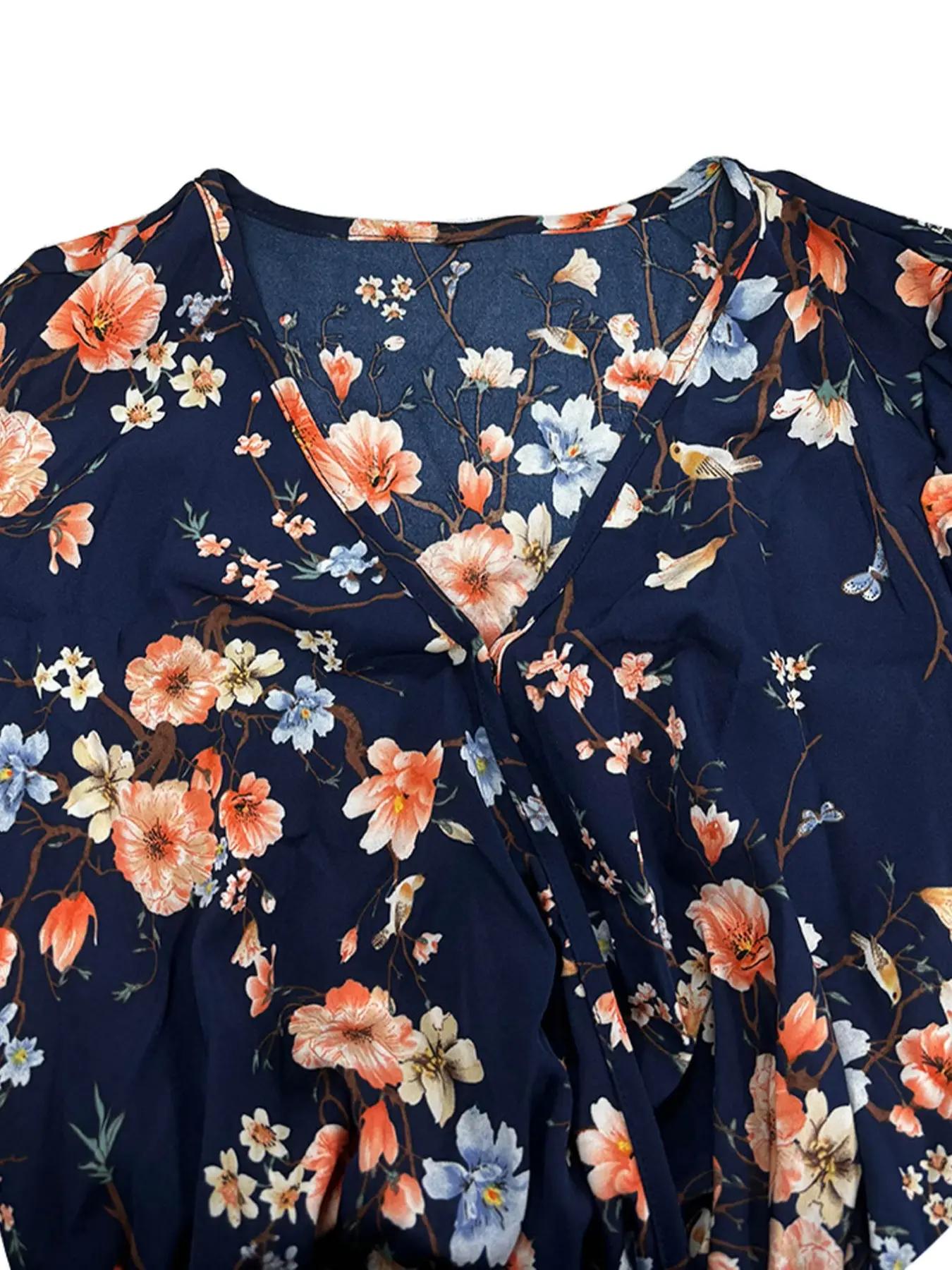 【Plus Size】 Floral Print Tie S - مراجعة Romper Floral Print وسعره
