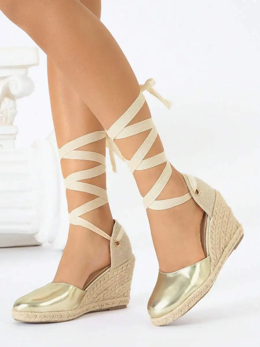 Metallic Cap Toe Espadrille We - مراجعة Wedge Espadrille Women وسعره