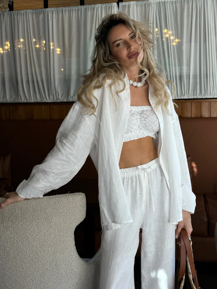 2025 Solid Casual Cotton Linen - مراجعة Linen Pant Wide وسعره