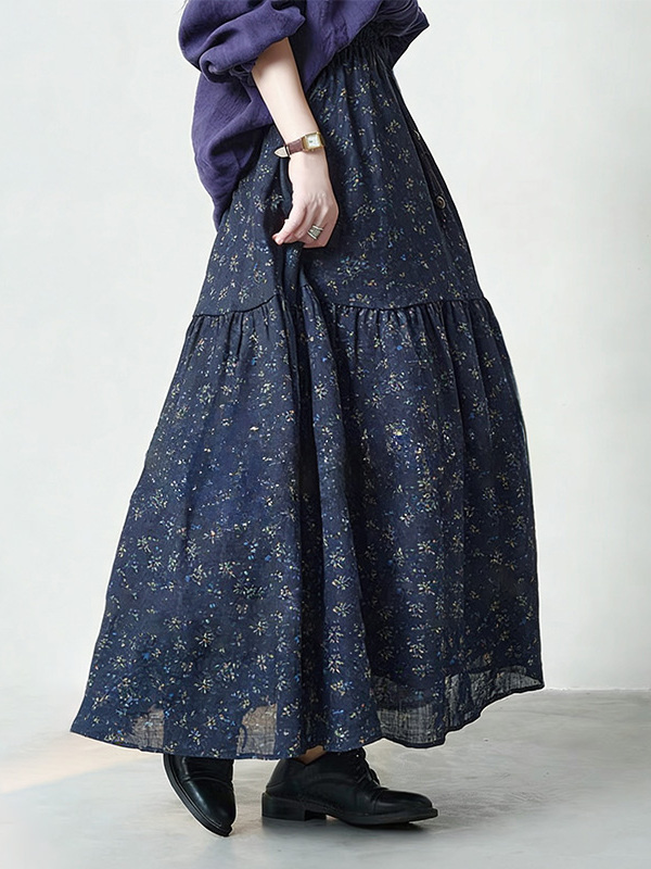 Floral Print High Waist A-Line - مراجعة Midi Skirt Floral وسعره