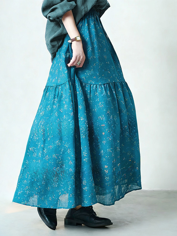 Floral Print High Waist A-Line - مراجعة Midi Skirt Floral وسعره